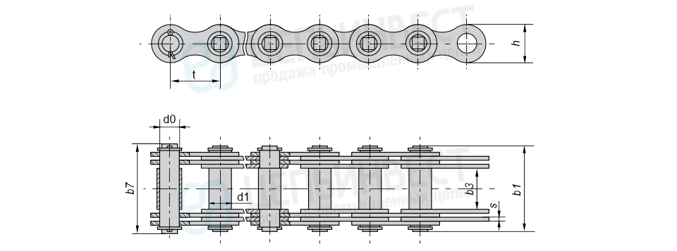 Цепи грузовые пластинчатые с соединительным валиком на одном конце отрезка цепи (Тип 1)