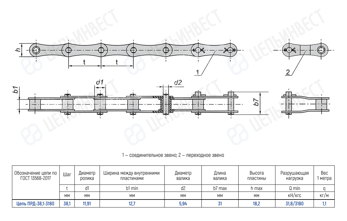 Цепь ПРД-38,1-3180