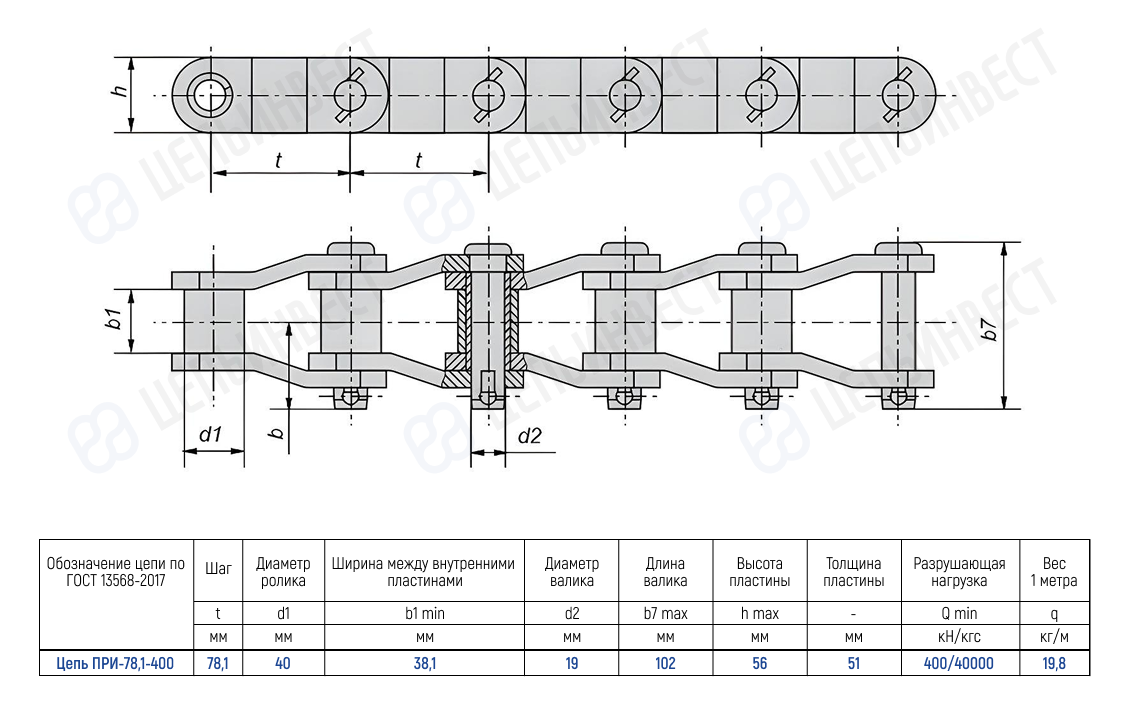 Цепь ПРИ-78,1-400
